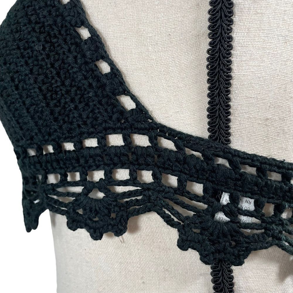 Bear Dance Black Beaded Crochet Bralette Top Small - Picture 5 of 9